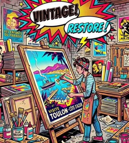 affiche ancienne restaurer vendre et transmettre
